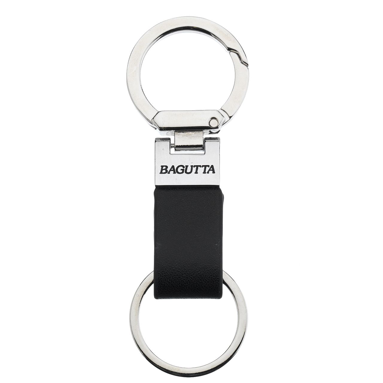 PORTACHIAVI CON MOSCHETTONE TONDO E SIMILPELLE NERO cm 10,5
